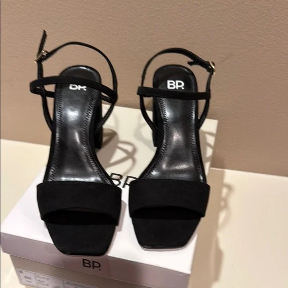BP Black Strappy Block Heel Sandals - Picture 2 of 3